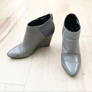 Aldo Gray Leather Wedge Booties
